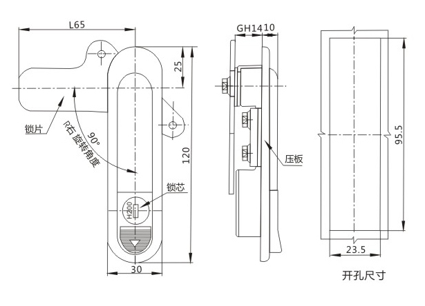 AB302外形尺寸开孔尺寸图