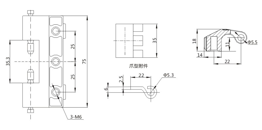 CL201-6铰链尺寸图