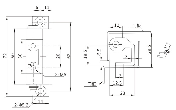 CL216铰链尺寸图