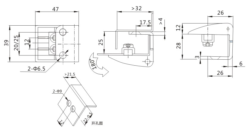 CL226铰链尺寸图